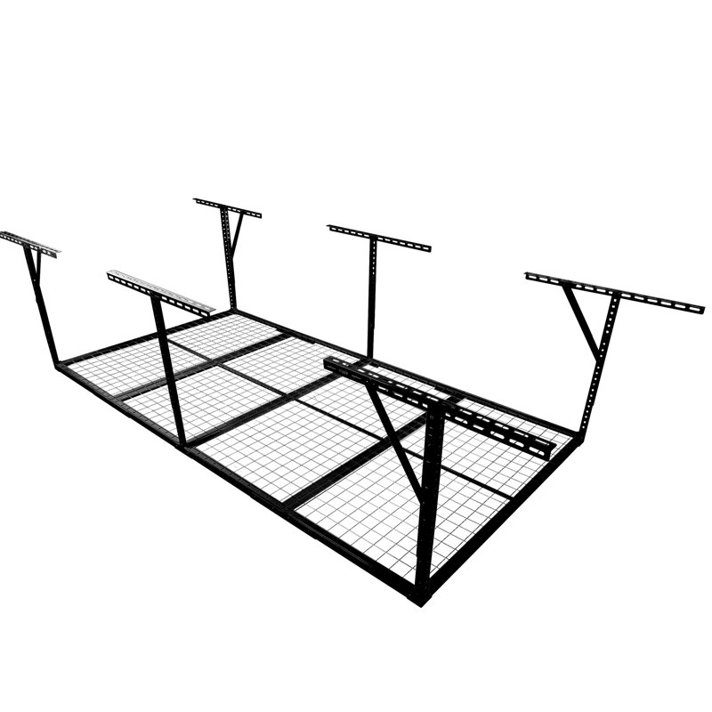 600 Lb. Loading 3X8ft Overhead Garage Storage Rack, 22''-40" Adjustable Ceiling, Reclaim Space Load, Maximize