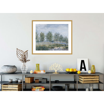 Peupliers sur une berge par Alfred Sisley, impression giclée sur cadre