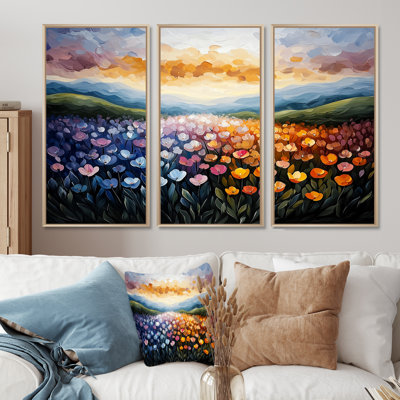 Abstrait paysages 4 saisons paysage - ensemble de 3 paysages d'art mural
