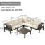 Ensemble de conversation d'extérieur en bois d'acacia 4 pièces, ensemble de conversation en forme de L en teck avec coussins et tables-1865343109