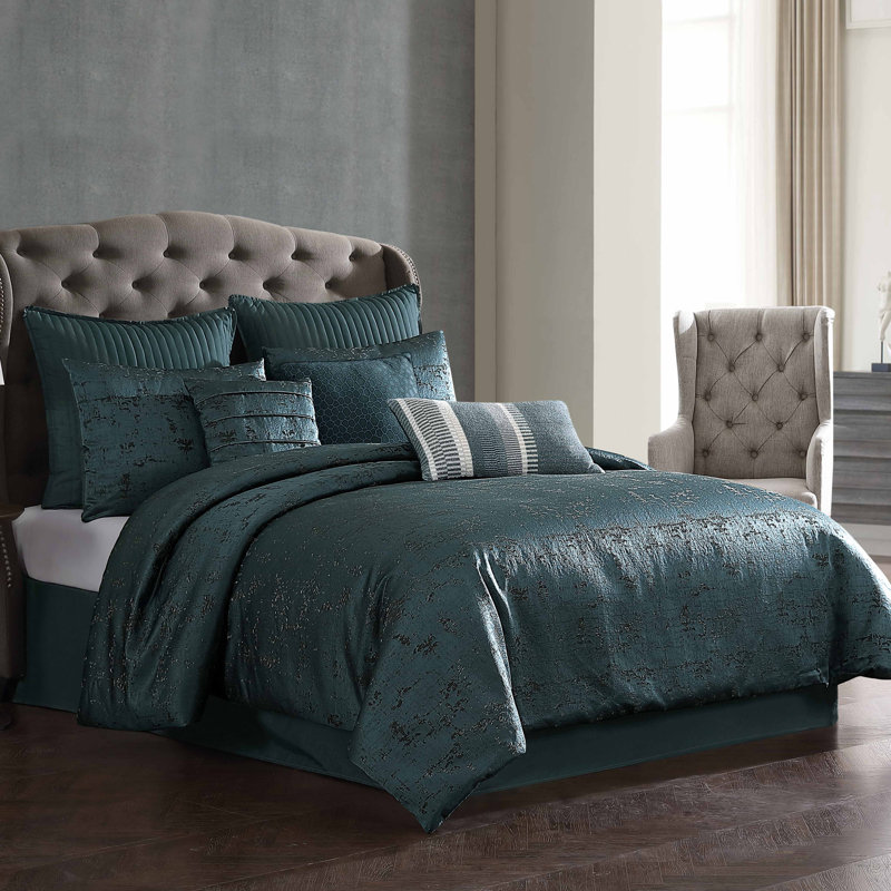 Dobbins Bedding, Queen Comforter + 2 Queen Pillowcases, Blue