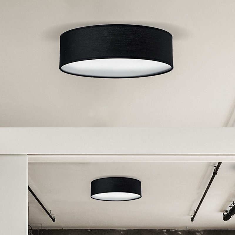 Mchone Fabric Flush Mount, Black, 10cm H x 30cm W x 30cm D