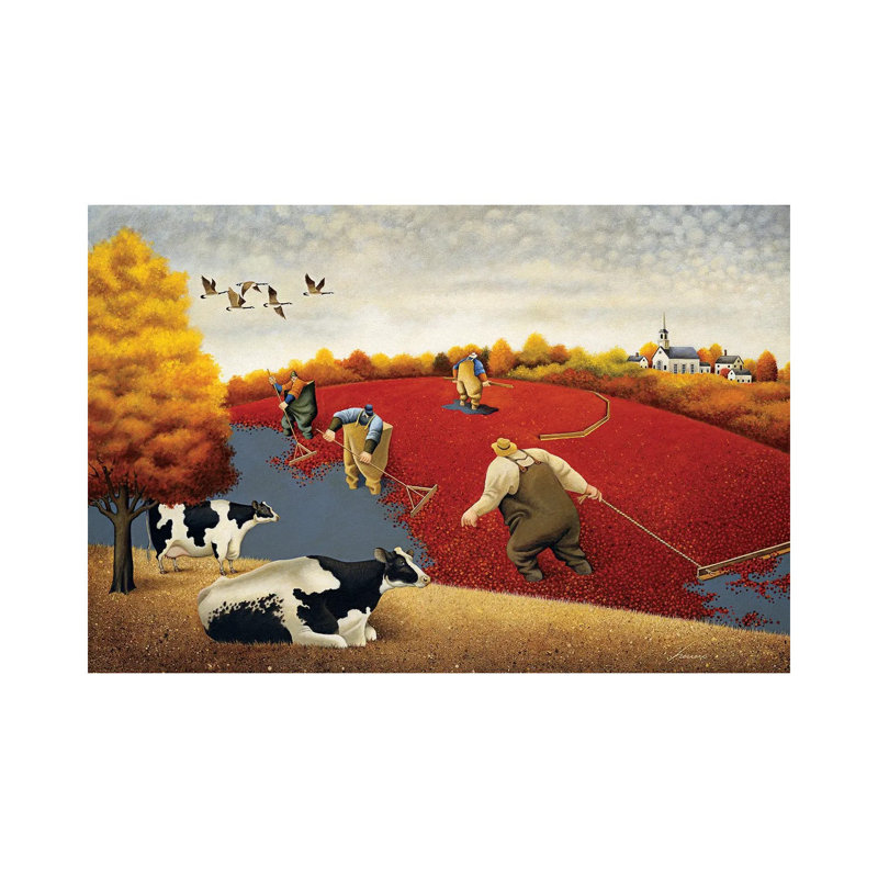 Cranberries And Cows by Lowell Herrero - Wrapped Canvas Painting, 20.32 cm H x 30.48 cm W
