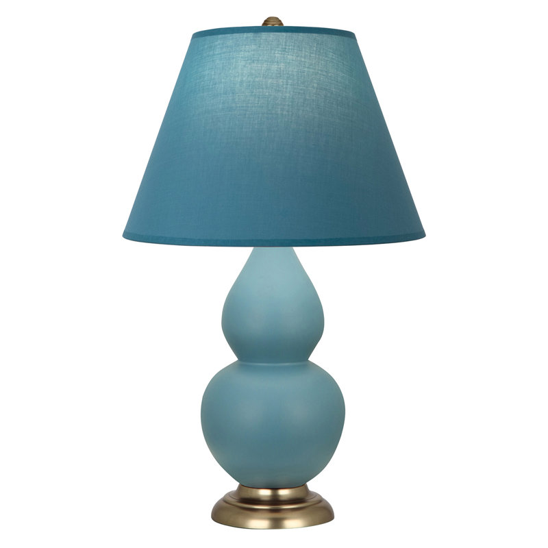 Small Double Gourd Accent Lamp - Sangria, Deep Patina Bronze - Lavender, Plum Shade, Matte Steel Blue/Antique Brass