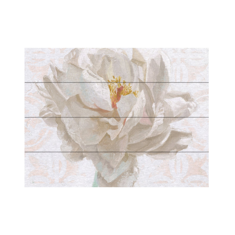 Wellington Studio Sublime Peony I Light Wood Slat Art, H 12 po x l 16 po