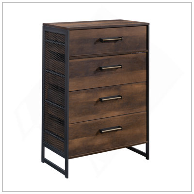 Commode 4 tiroirs, finition brune