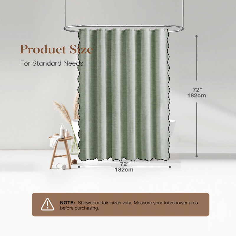 Rideaux de douche Boho Linen, H 72 po x l 72 po, Vert sauge