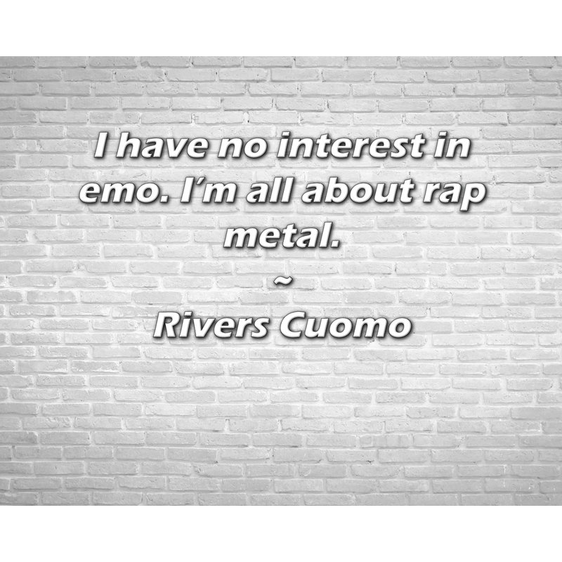 Trinx Gallery Wrapped Canvas By Rivers Cuomo: "I have no interest in emo. I’m all about rap m, 17" H x 24" W