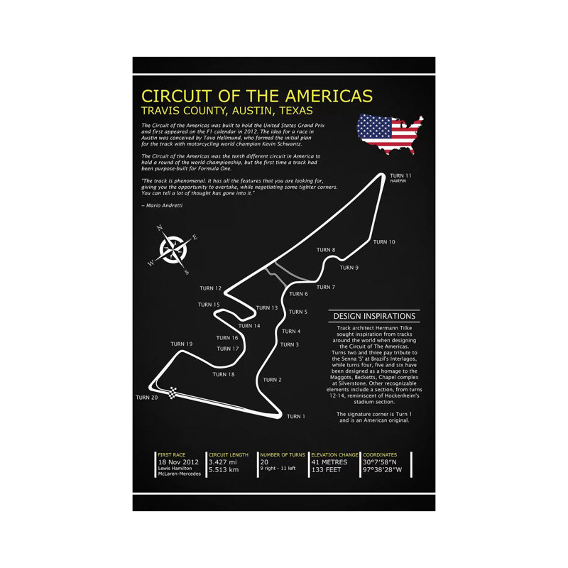 Circuit Of The Americas BL by Mark Rogan - Print on Canvas, Wrapped Canvas, 101.6 cm H x 66.04 cm W x 1.91 cm D