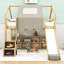 Wooden Loft Bed With A Tent, Storage Shelves And Slide-1819796298-1819796292