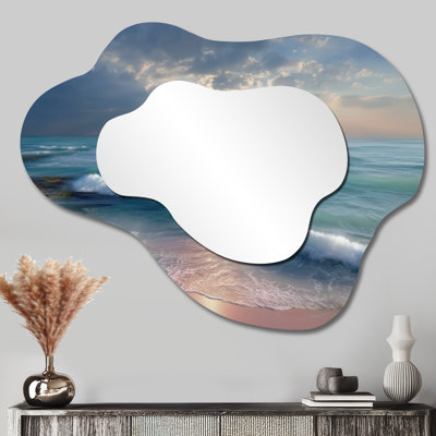 Miroir mural Boho - blanc et rose, coucher de soleil