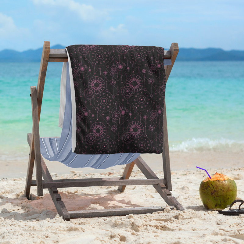 Serviette de plage Katelyn Elizabeth, Noir/rose