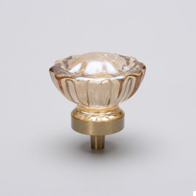 1 1/2" Round Amber Glass Knob