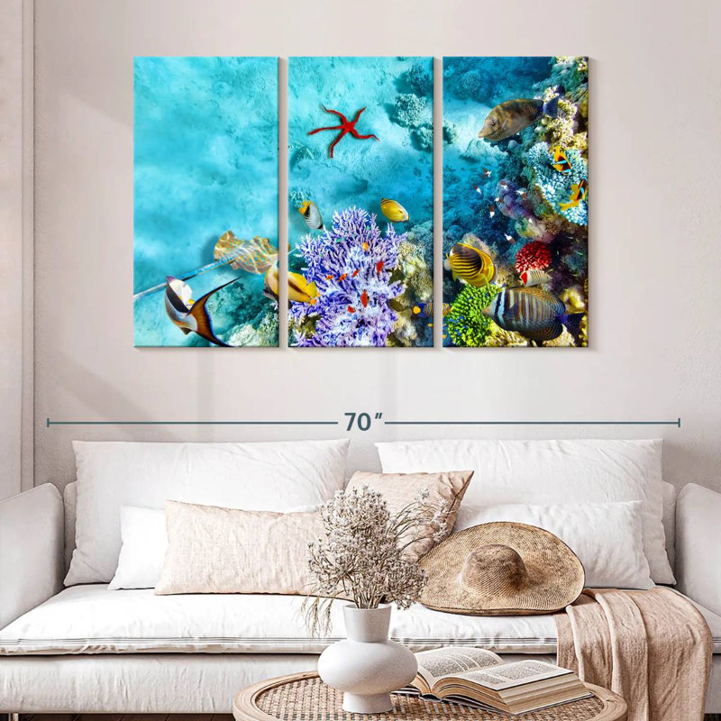 Life Underwater Scene, 32" H x 50" W