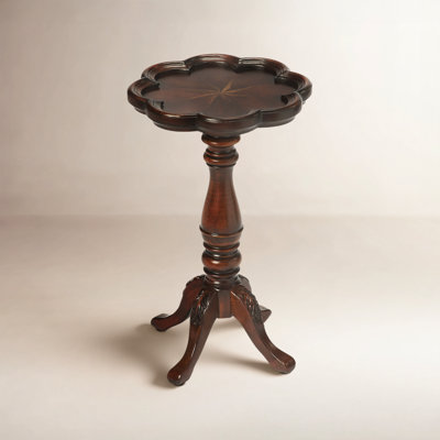 12" W End Table with Scalloped Tray Edge Top and Pedestal Base