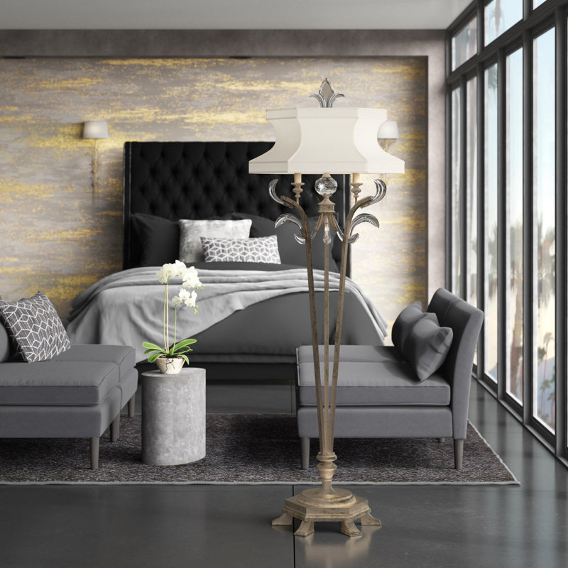 Beveled Arcs Floor Lamp, Muted Silver Leaf, Yes