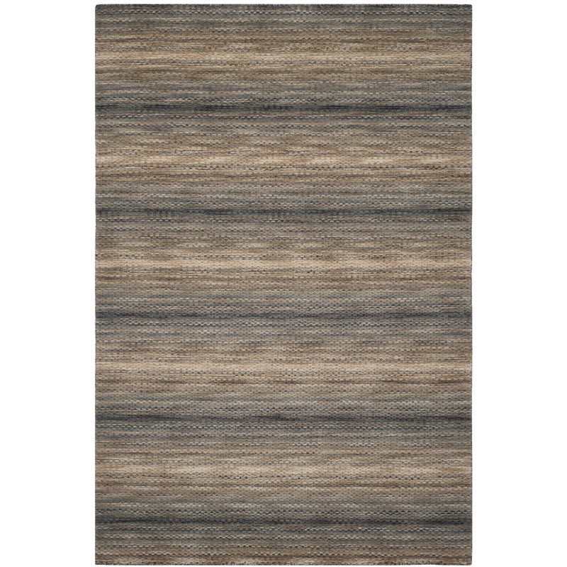 Tapis gris / brun en laine Hossain, Rectangle 5 pi x 8 pi