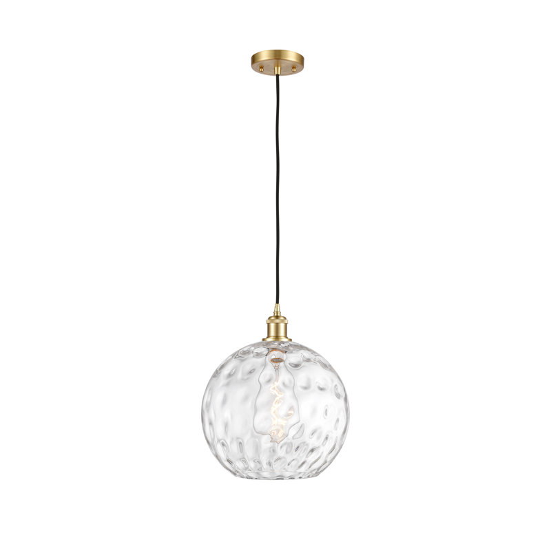 Luminaire suspendu sphère 1 lumière Roxane, Ampoule non incluse, H 15 po x l 12 po x P 12 po, Or satiné