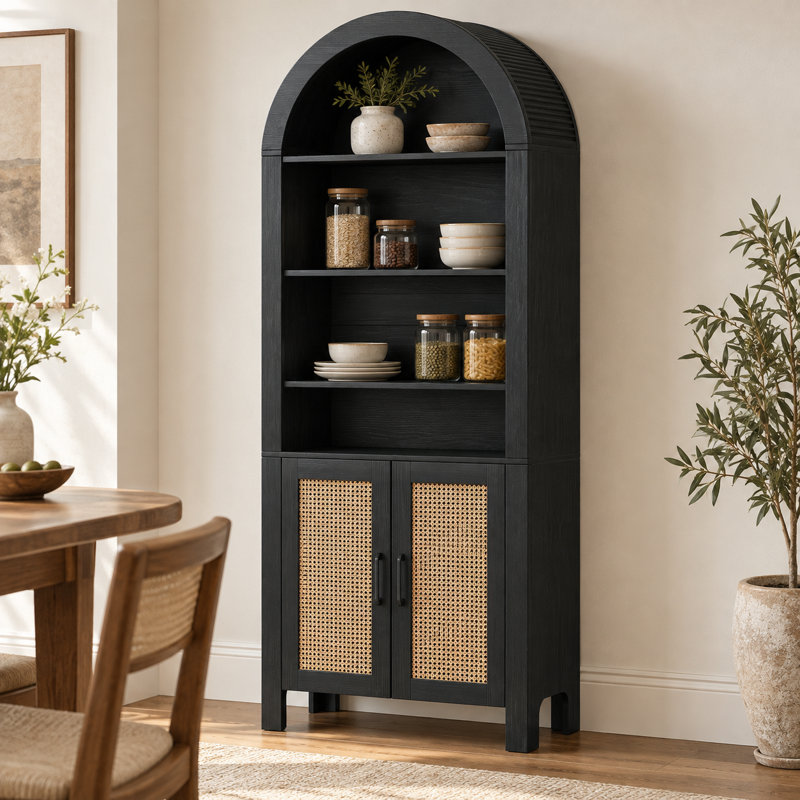 70.9 " H Solid Wood Kitchen Pantry, Black