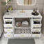 Meuble-lavabo moderne en bois massif de 60 po avec lavabo, comptoir en quartz blanc Carrara de 61 po avec 3 trous de robinet pré-percés, 2 portes doubles à fermeture en douceur, 7 tiroirs et 2 petits compartiments de rangement rabattables (blanc)-133417786