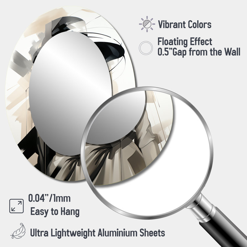 Black And White Fashion Top Model Woman Runway III - Glam Oval Wall Mirror, 40" H x 30" W