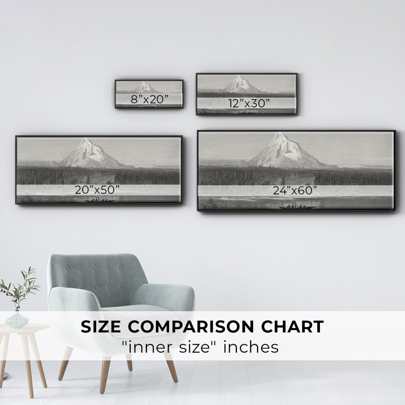 «Mount Hood from the Columbia», toile encadrée, H 20 po x l 50 po