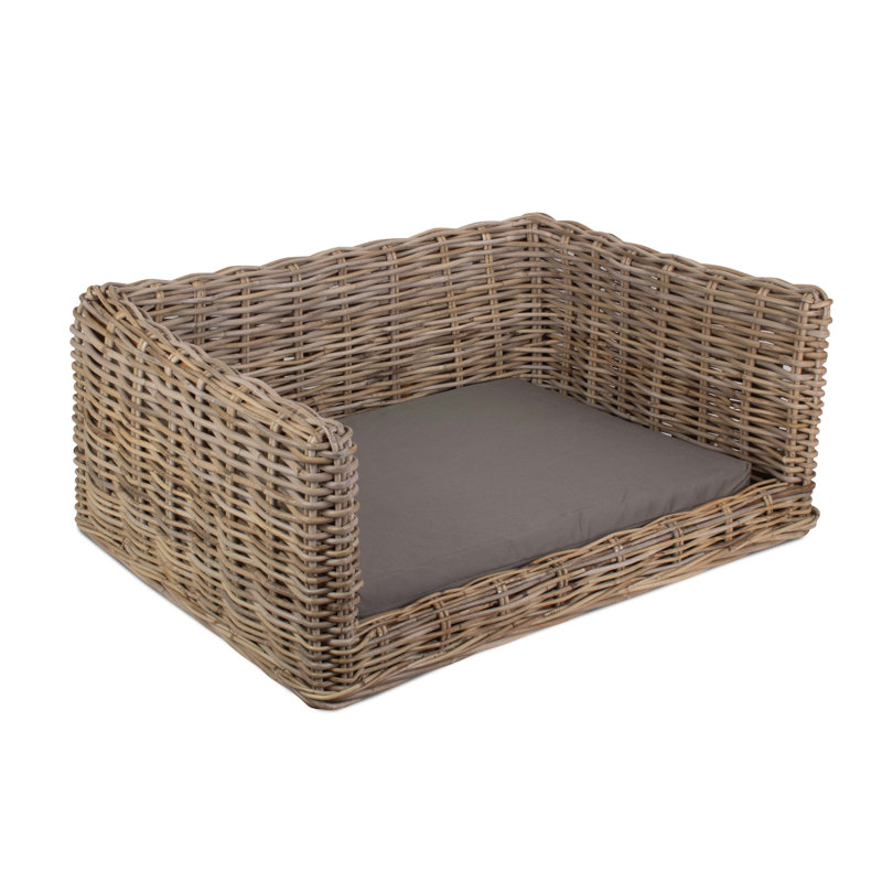 Zahir Luxury Rattan Dog Sofa Bed, Medium (77cm W x 57cm D)
