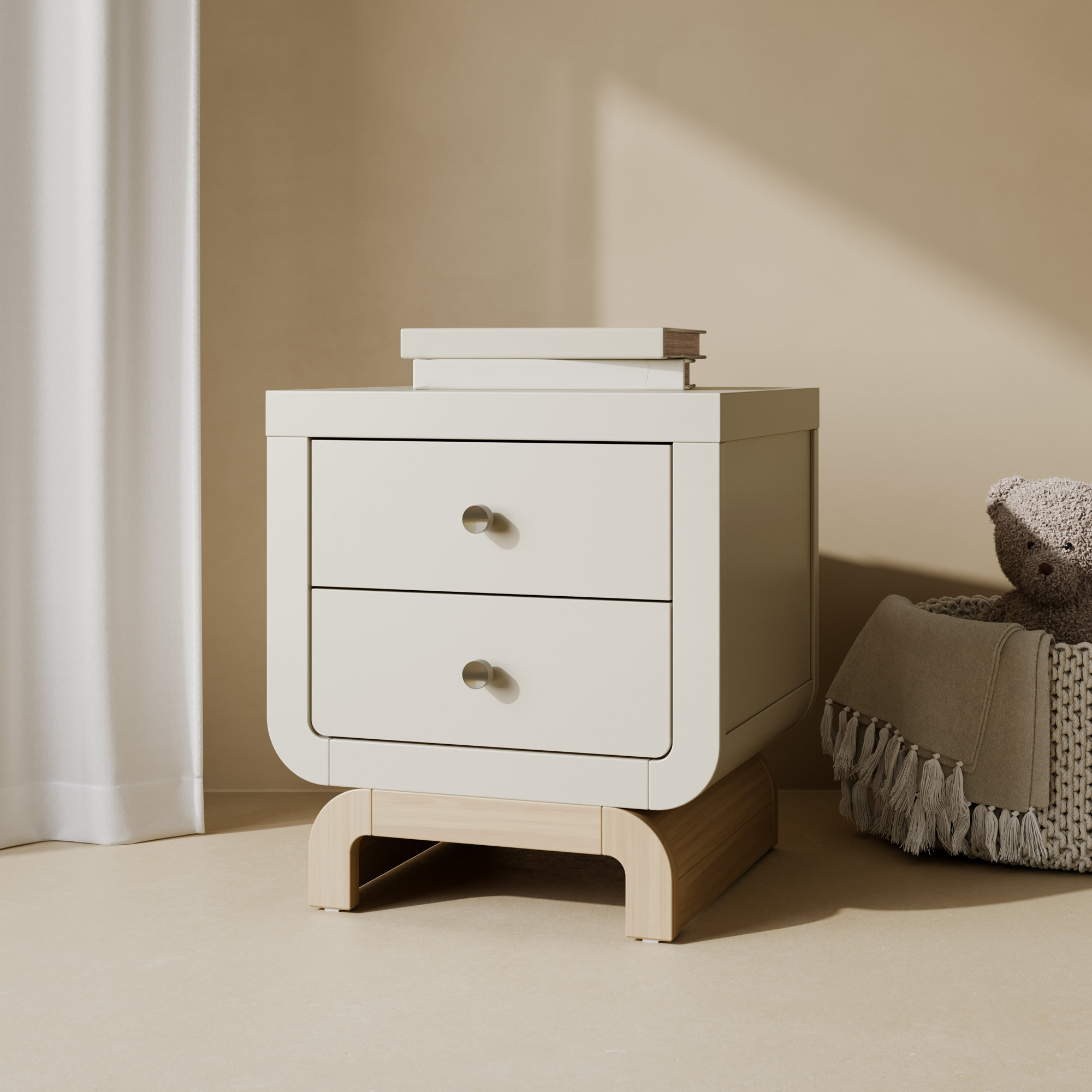 Santorini 2 Drawer Nightstand, Frosted Oat