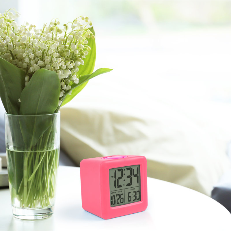 Digital Mechanical Alarm Tabletop Clock in Pink