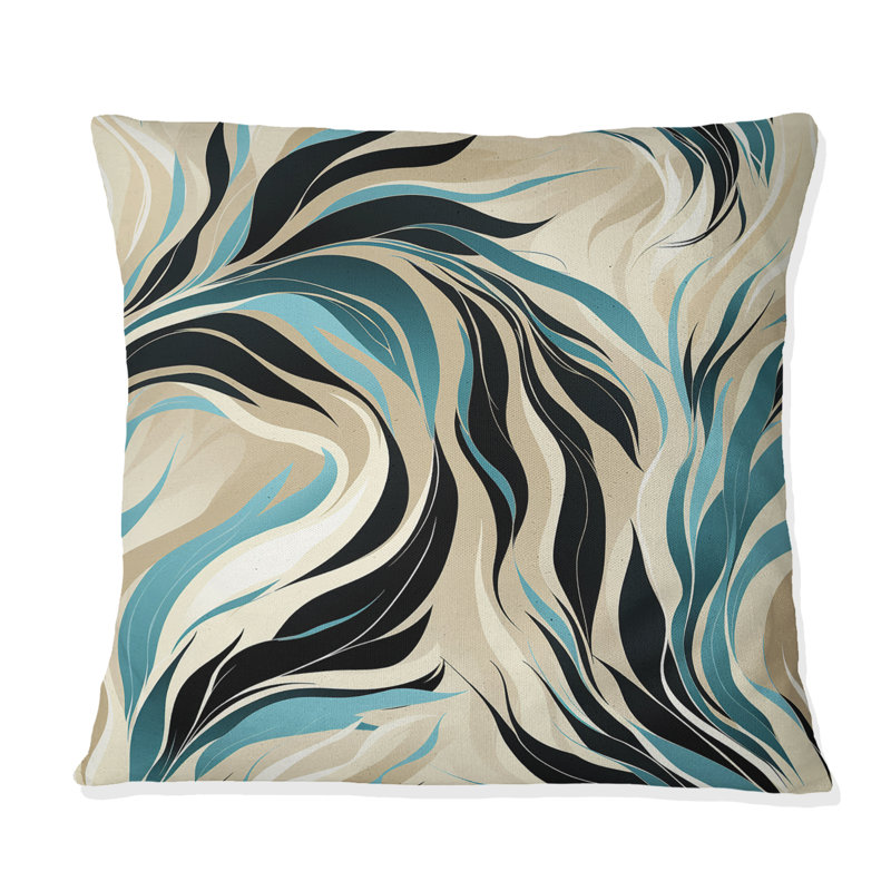 Teal and Cream Natures Whispers - Coussin décoratif imprimé, H 18 po x l 18 po
