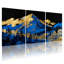 Paysage abstrait de montagne avec des tons d'or et de bleu, ensemble de 3 impressions sur toile-318871288