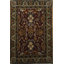 Tapis en laine noué à la main marron foncé et vert olive