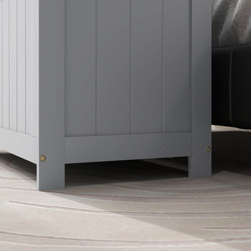 HOMCOM Storage Chest with 2 Safety Hinges, 76 x 40 x 48 cm, Grey