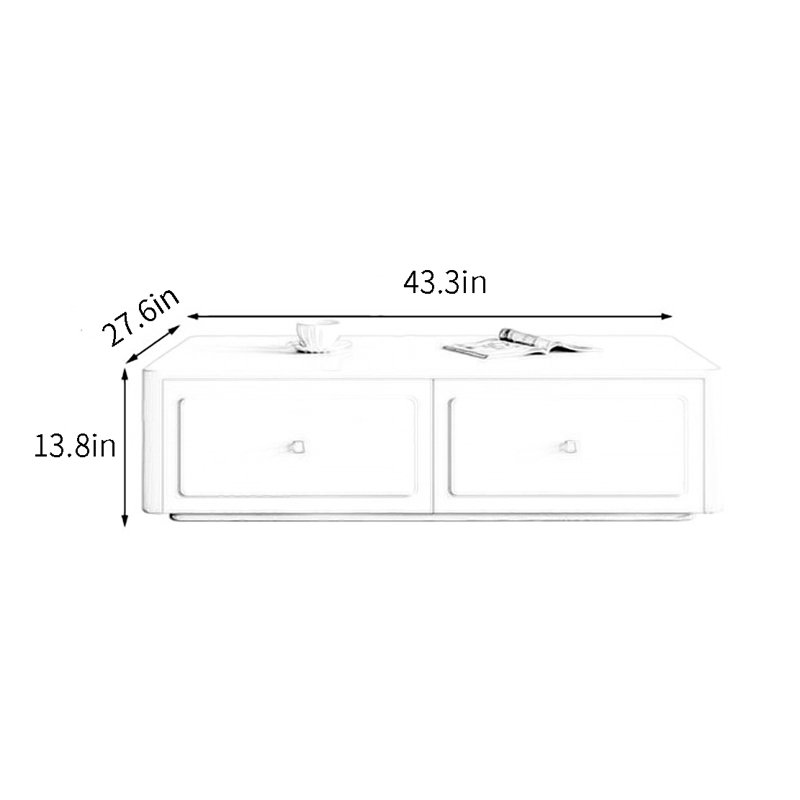 French black coffee table, 13.8" H x 43.3" L x 27.6" W