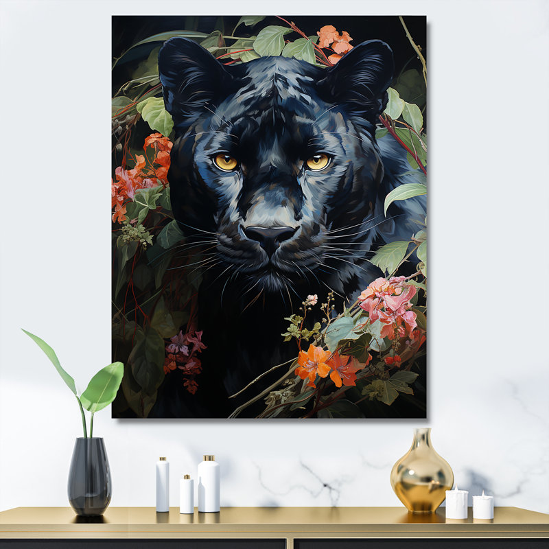 Enchanted Panther Jungle Realm - art mural de panthère, Toile tendue, H 20 po x l 12 po x P 1 po