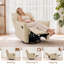 Fauteuil inclinable pivotant en cuir beige-810431875