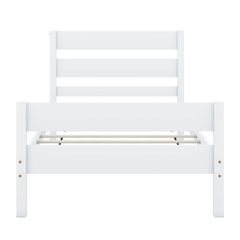 Structure de lit simple en bois, lit plateforme simple avec tête et pied de lit, cadres de lit simple pour enfants avec supports à lattes