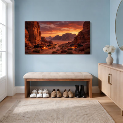 Ensemble de 1 tableau sur toile tendue représentant un paysage de coucher de soleil dans un canyon désertique