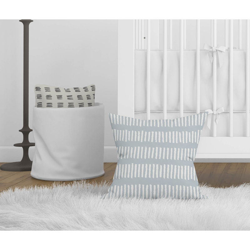 Coussin décoratif lignes d'escrime, Bleu ardoise / rayures bleues, H 26 po x l 26 po