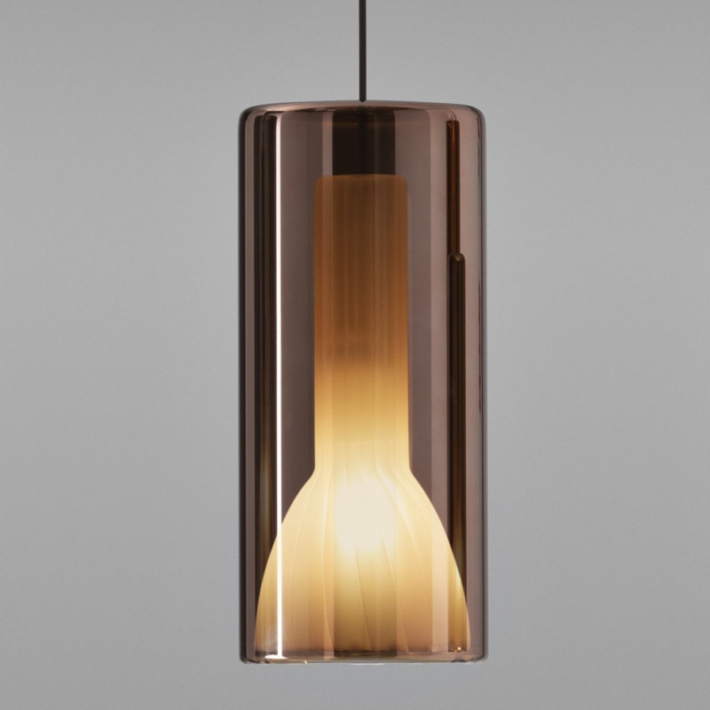 LIT 1 - Light Pendant, White/Violet, 13.4" H x 6.3" W x 6.3" D
