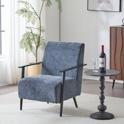 Méridienne moderne de 26,38 po gris-bleu avec revêtement en polyester et structure en métal robuste, idéale pour le salon, la chambre à coucher ou le bureau