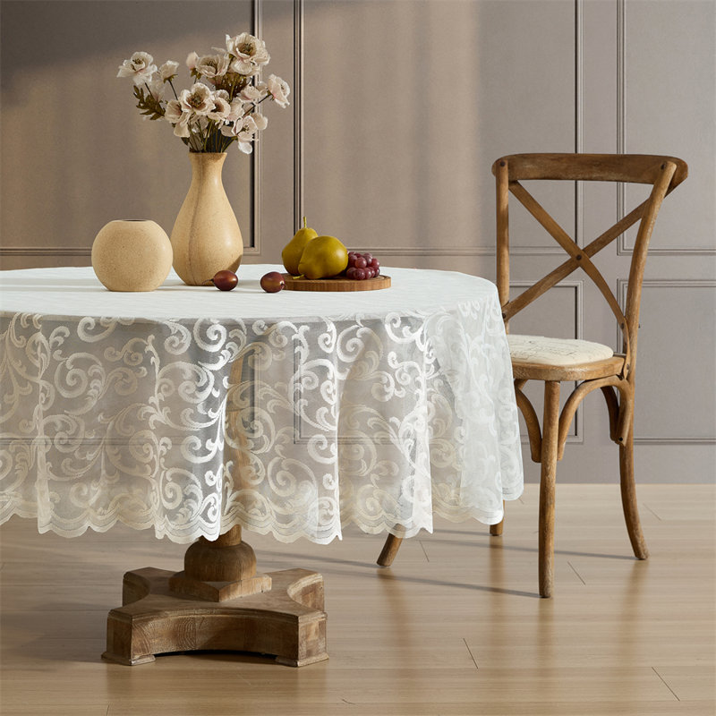 Nappe Stefani Floral Lace, Ivoire ivoire, Rond 90 po