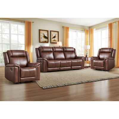 3 - Piece Modern Faux Leather Manual Reclining Living Room Set