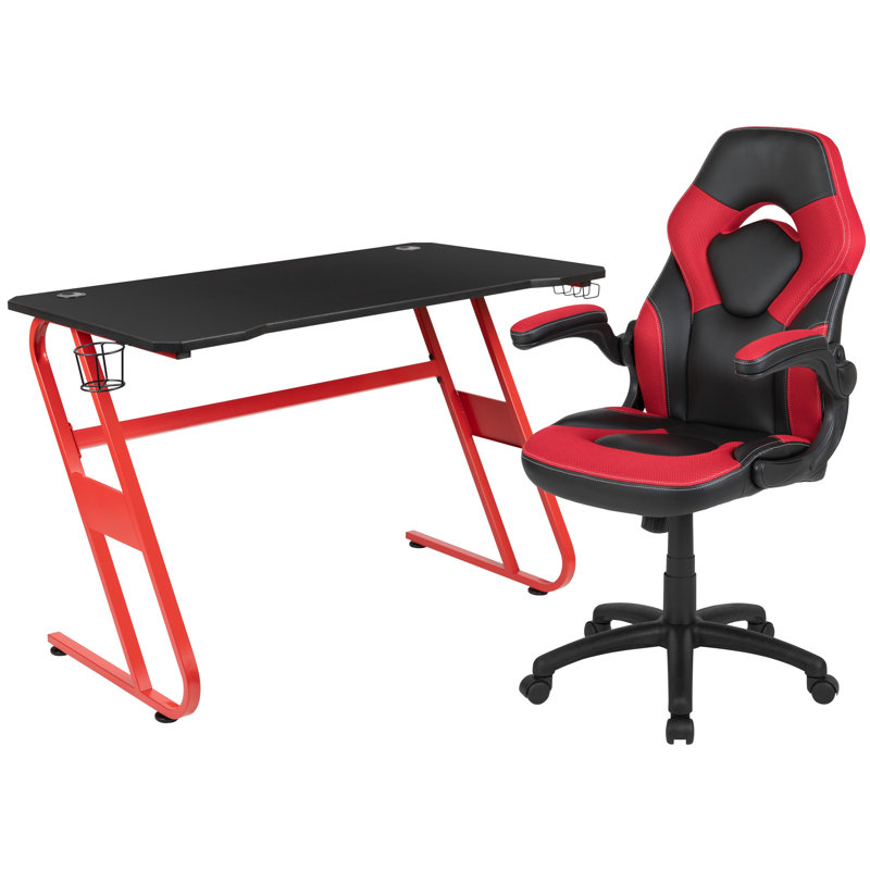 Ensemble de bureau rectangulaire 2 pièces Bridedale, Rouge