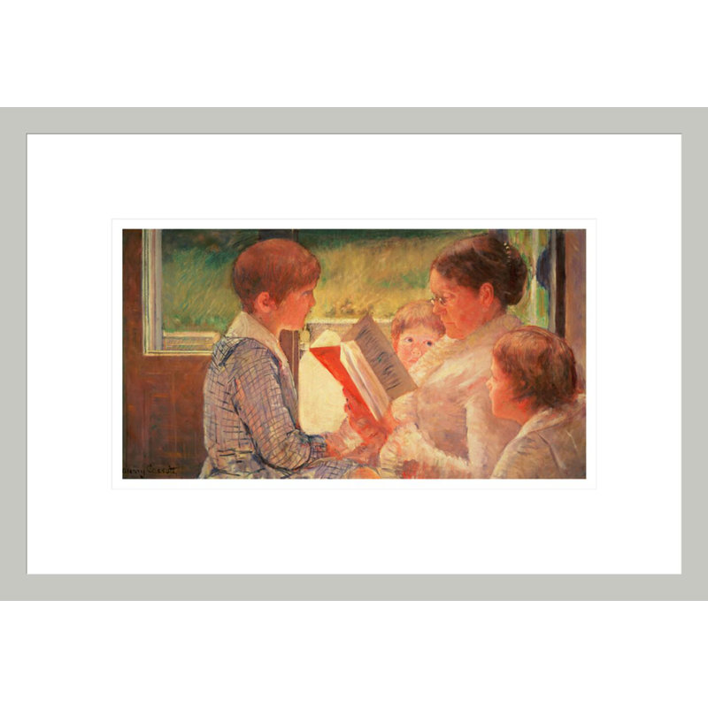 «Lady Cassatt lecture à ses petits-enfants» par Mary Cassatt - impression giclée encadrée, H 11,68 po x l 16,75 po