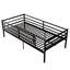 Structure de lit superposé simple noir moderne, matériau principal en métal, aucun sommier requis, rails, support multiple pour la durabilité, rangement inférieur, surface lisse, conception et assemblage faciles à mettre en œuvre