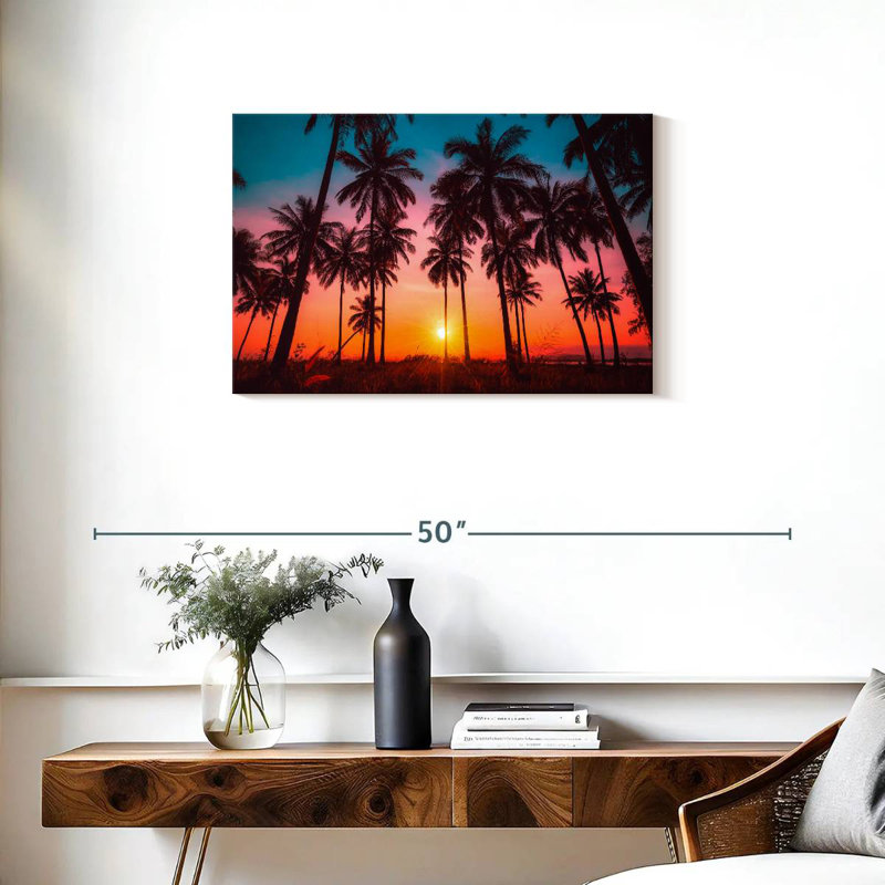 Silhouette de Gillard, coucher de soleil tropical, H 20 po x l 30 po