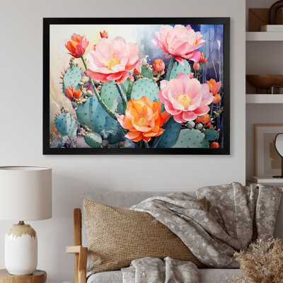 " Pink Green Cactus Representation Multicolored Acrylic III "