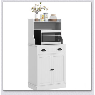 Versatile Microwave Cabinet with Storage, Double Doors, Adjustable Shelves, and Cable Hole for Kitchen and Dining Room