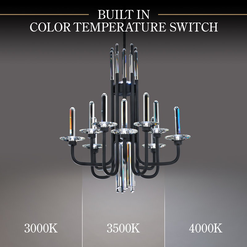 Calliope 12 Light Crystal LED Chandelier, Black